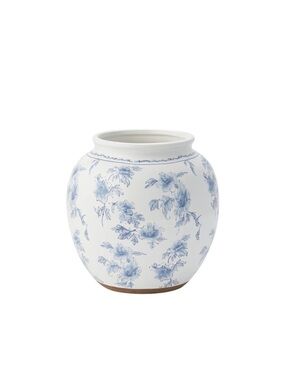 8" Blue  Floral Round Ceramic Vase - My Texas House x Walmart Back to College